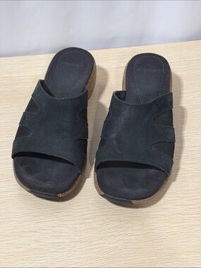 Merrill Women's Black Slide Sandals - Comfortable Cork Footbed